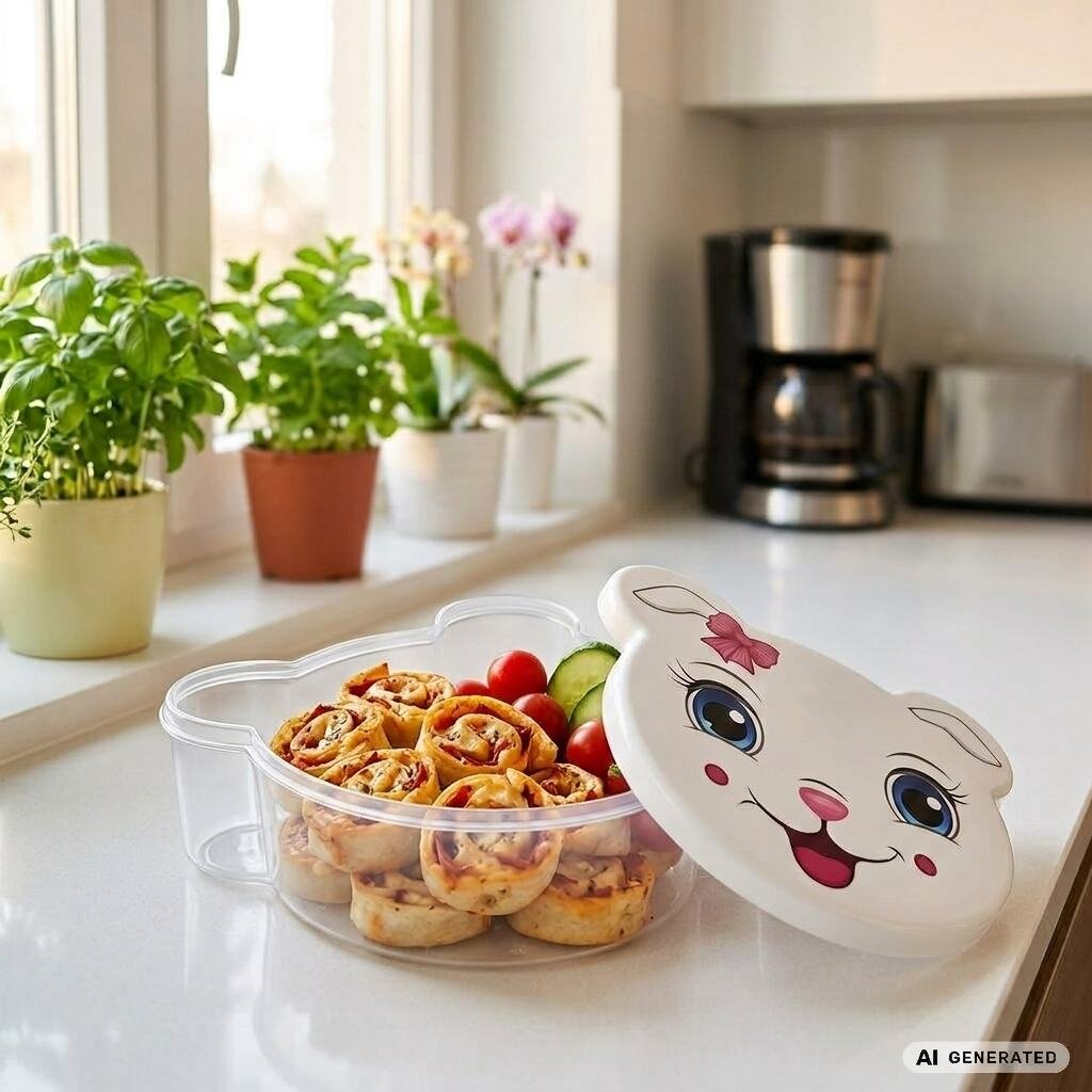 pizza slimáky vo desiatovom boxe v tvare mačičky