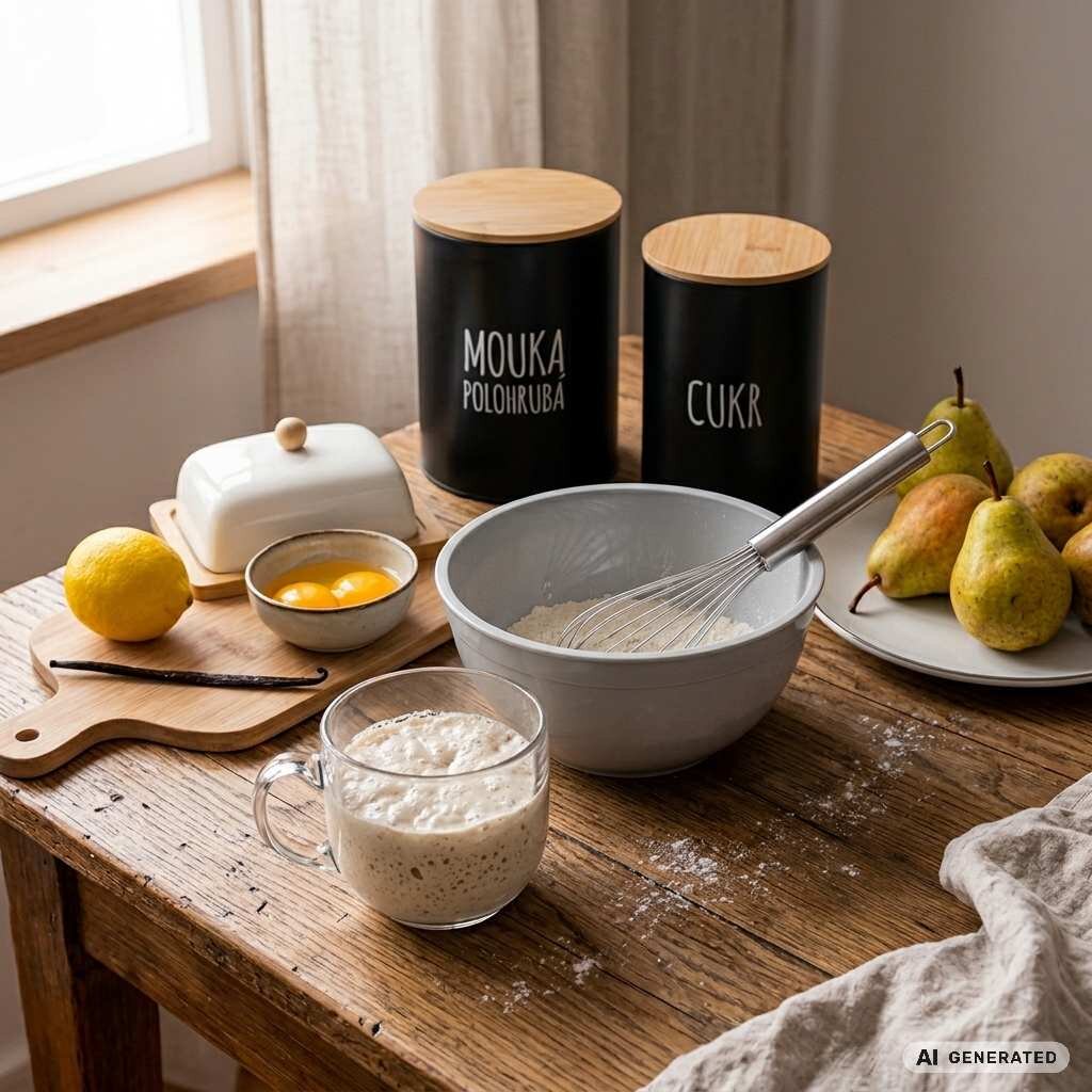 Ingrediencie na prípravu hruškoveho koláča