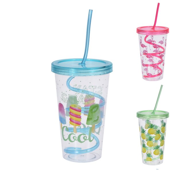 Pohár s viečkom a slamkou 0,45 l