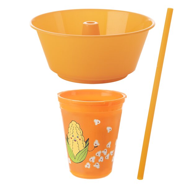Pohár s miskou kukurica a slamkou 0,55 l