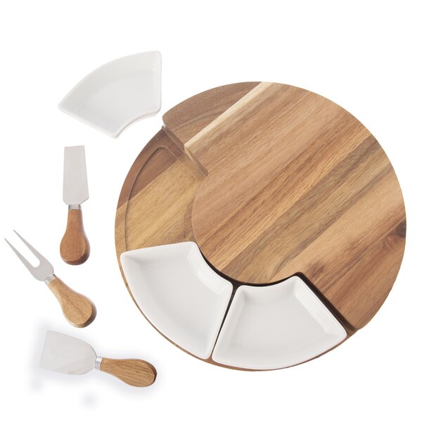 Doska na krájanie s krájačmi na syr a miskami pr. 28 cm