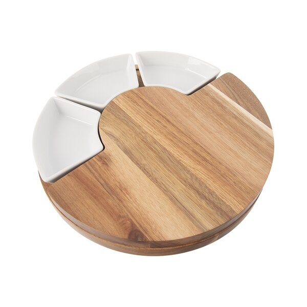 Doska na krájanie s krájačmi na syr a miskami pr. 28 cm