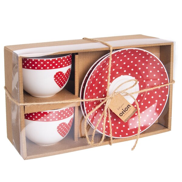 Hrnček s podšálkou BODKA 0,28 l 2 ks