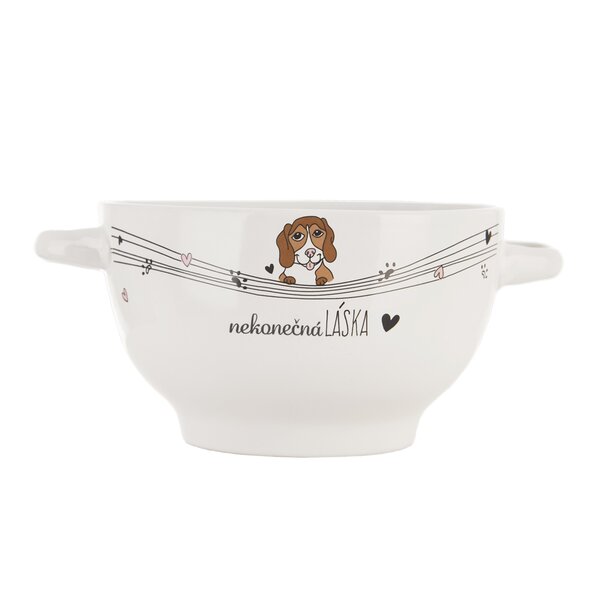 Miska NEKONEČNÁ LÁSKA pes s uchami pr. 14 cm