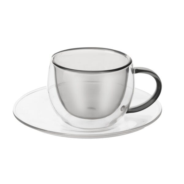 Dvojstenný hrnček s podšálkou DOUBLE 0,1 l 2 ks