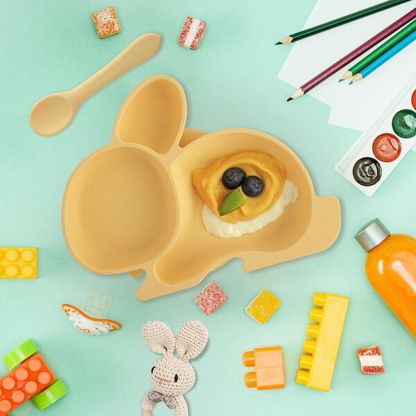 Delený detský tanier zajačik 23x18 cm
