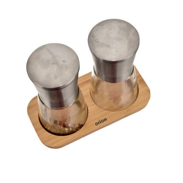 Mlynček na korenie s podnosom 2 ks