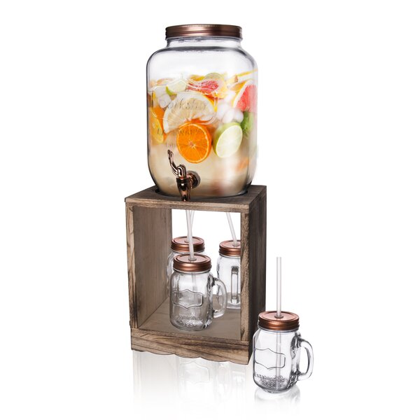 Nápojová fľaša s kohútikom 8,8 l + 4 ks poháre