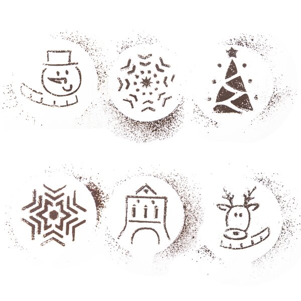 Zdobiace šablóny na kávu Vianoce set 6 ks