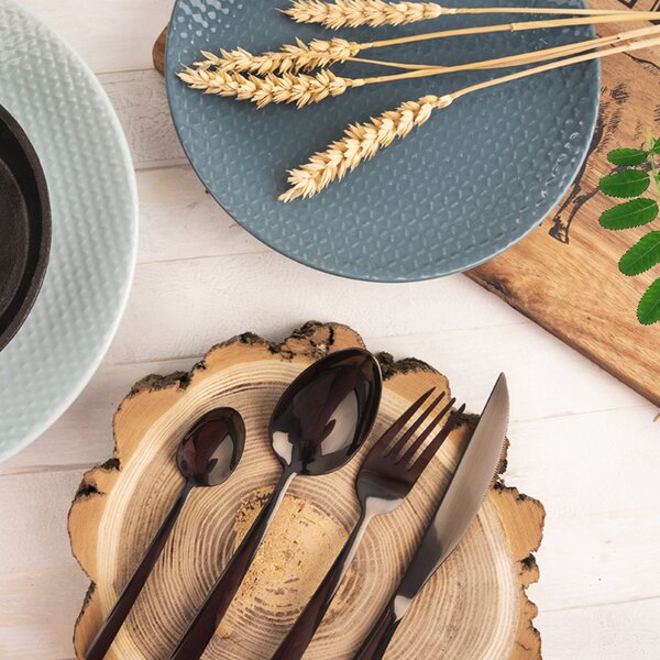 Príbory BLACK Luxure 24 ks + darček Stojan na nože +5 ks nožov