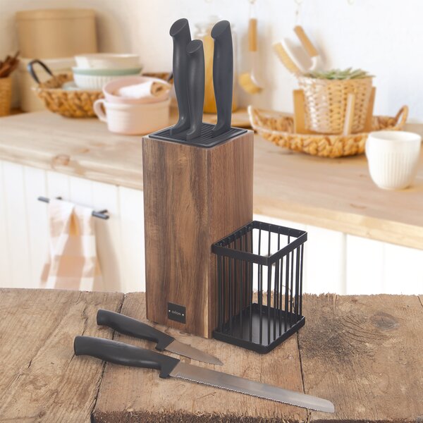 Príbory BLACK Luxure 24 ks + darček Stojan na nože +5 ks nožov