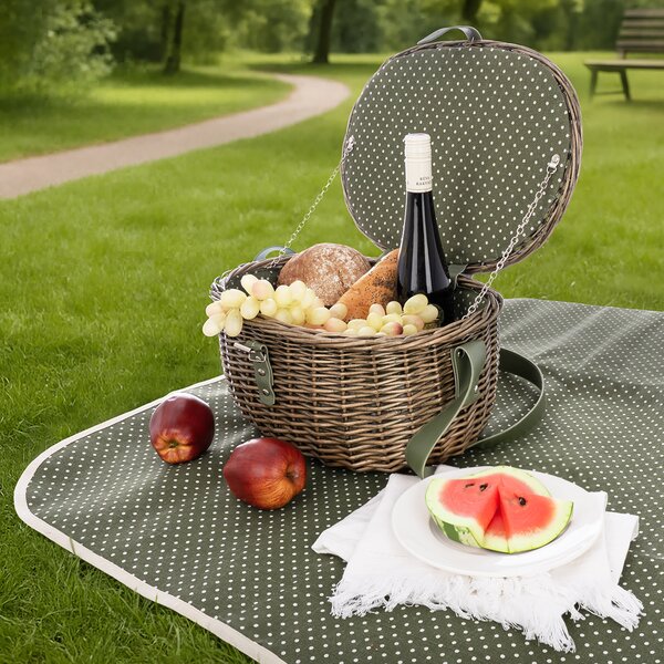 Piknikový kôš s vekom a textilnou vsadkou VERDE