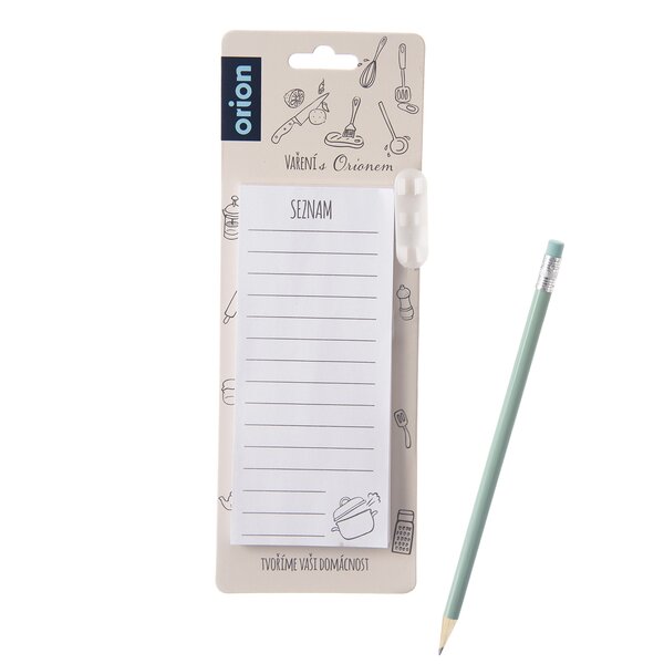 Blok s magnetom a ceruzkou na chladničku