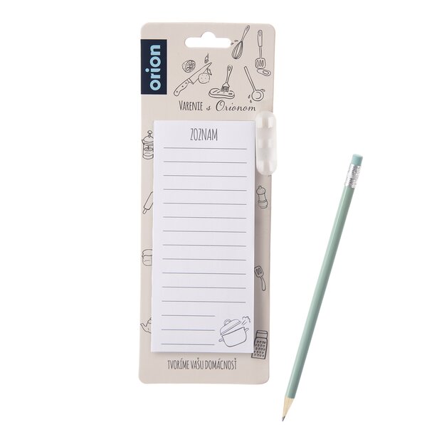 Blok s magnetom a ceruzkou na chladničku