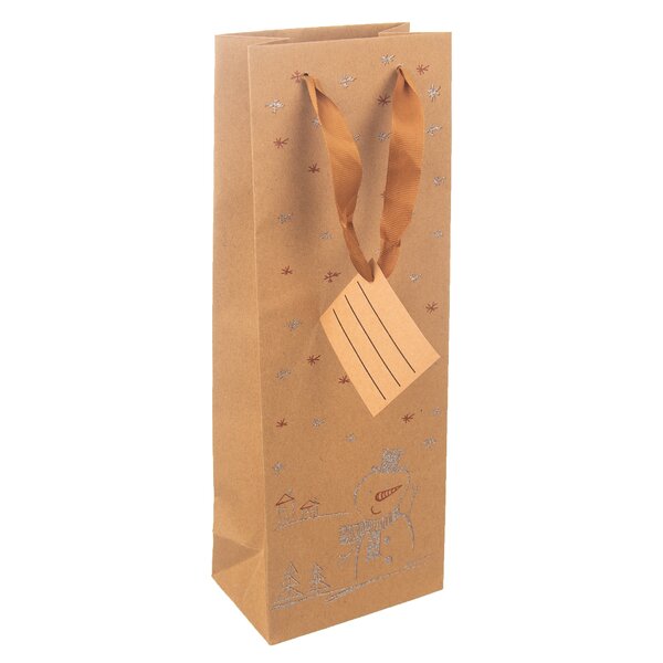 Darčeková taška na víno SNEHULIAK 13x8,5x35,5 cm