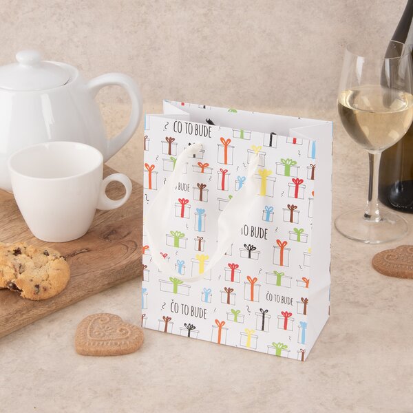 Darčeková taška Čo to bude 14x7x18 cm