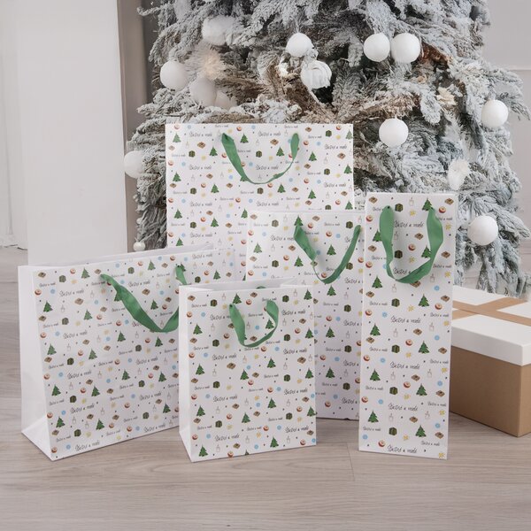 Darčeková taška Šťastné a veselé 12x8, 5x36 cm