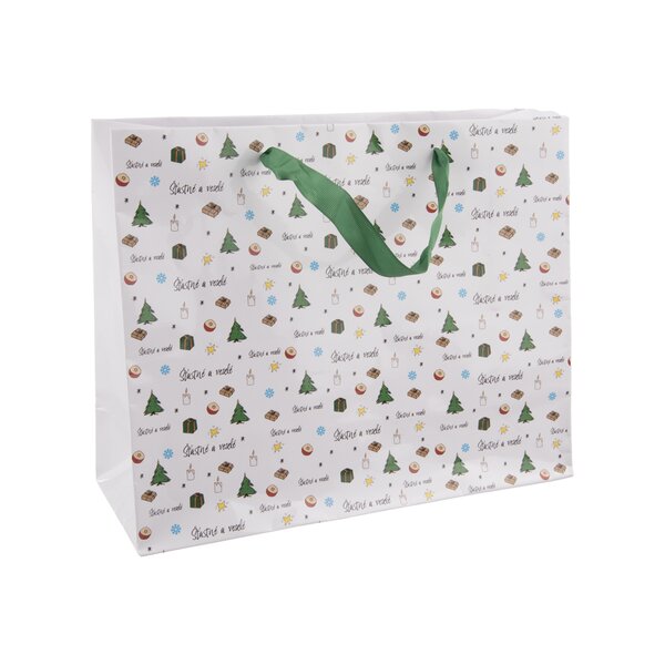 Darčeková taška Šťastné a veselé 32x12x26 cm