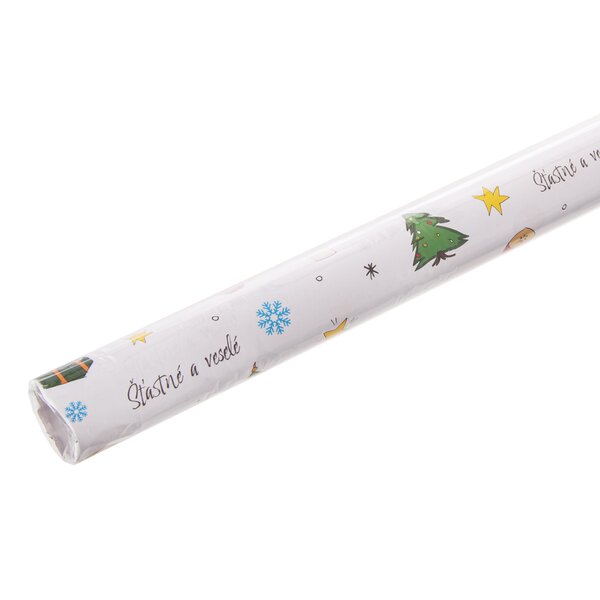 Vianočný baliaci papier Šťastné a veselé 100x70 cm 2 ks