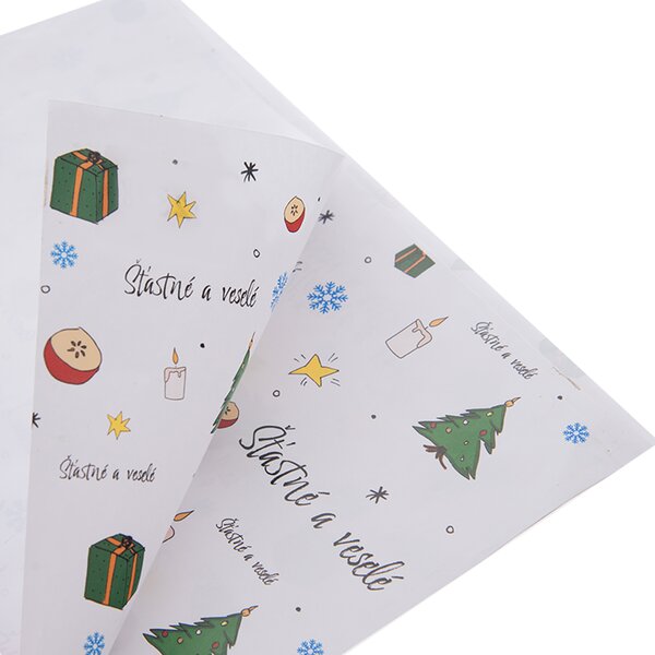 Vianočný baliaci papier Šťastné a veselé 500x70 cm