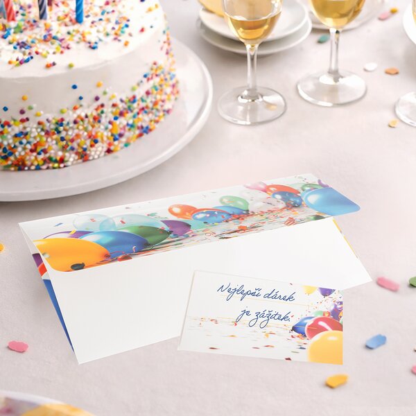 Papierová obálka balóniky s vloženou kartičkou