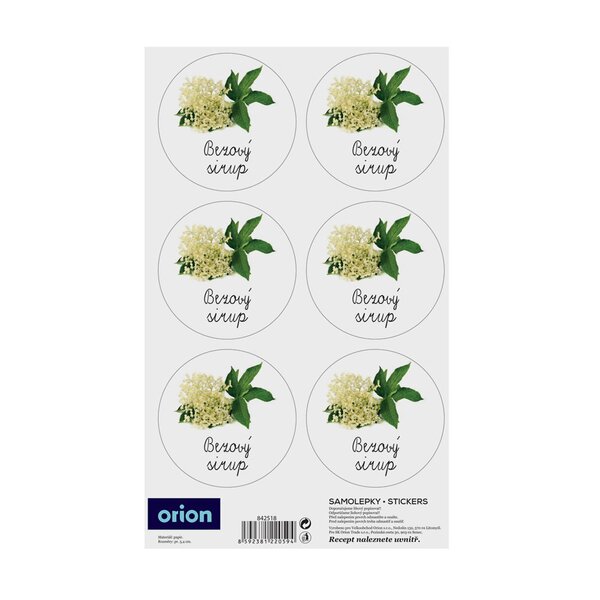 Samolepky na fľaše Bezový sirup