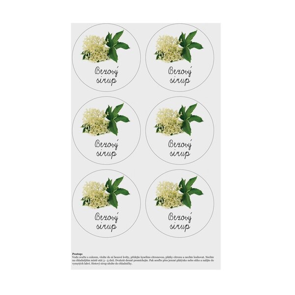 Samolepky na fľaše Bezový sirup