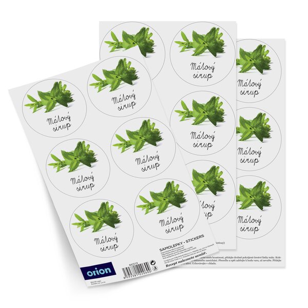 Samolepky na fľaše Mátový sirup