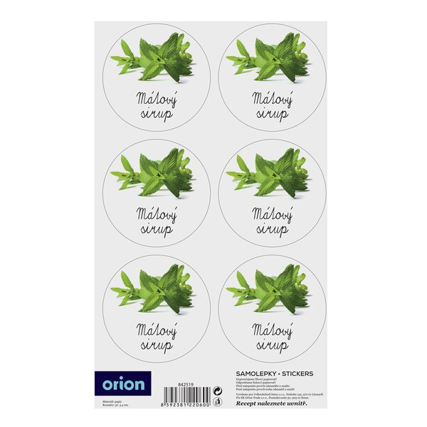 Samolepky na fľaše Mátový sirup