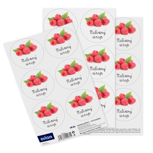 Samolepky na fľaše Malinový sirup