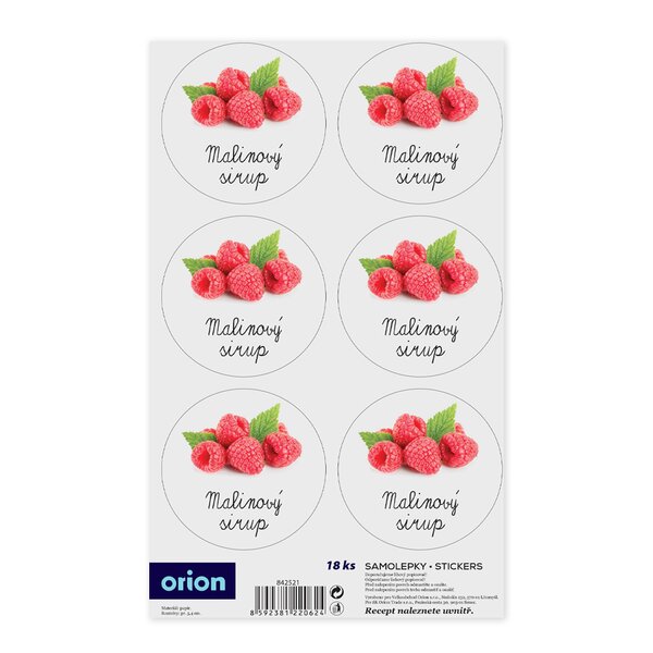 Samolepky na fľaše Malinový sirup