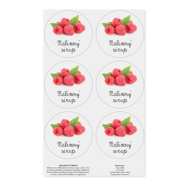 Samolepky na fľaše Malinový sirup