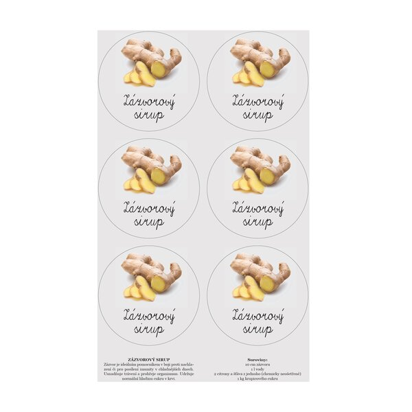 Samolepky na fľaše Zázvorový sirup