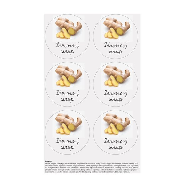 Samolepky na fľaše Zázvorový sirup