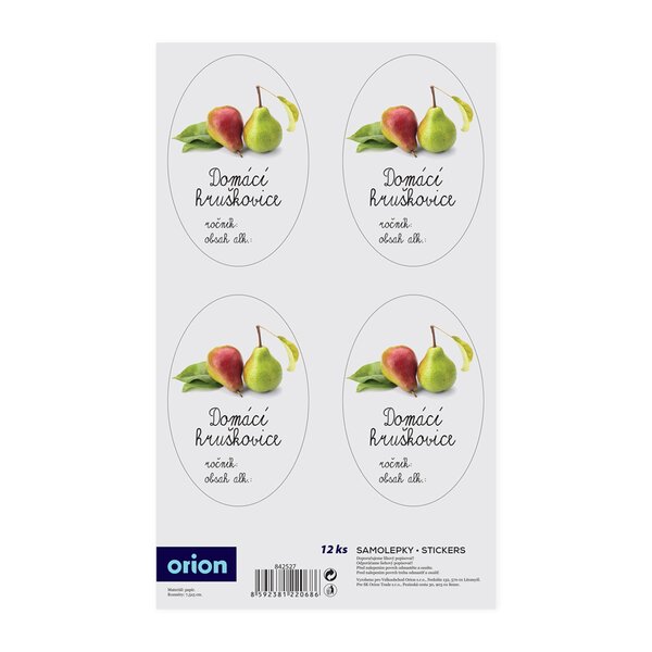 Samolepky na fľaše Domáca hruškovica 