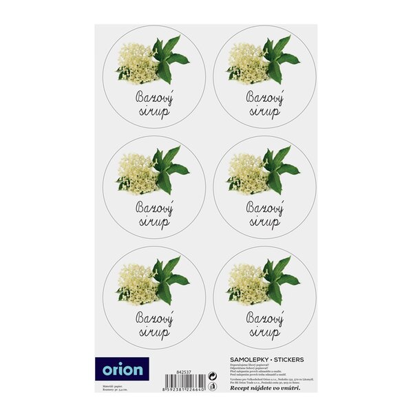 Samolepky na fľaše Bazový sirup