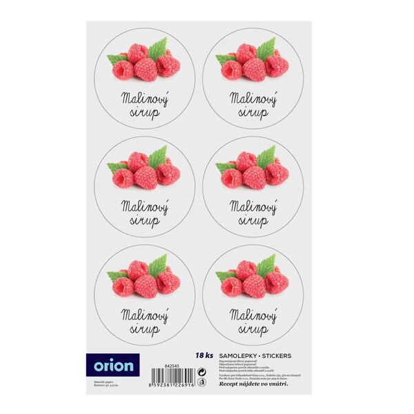 Samolepky na fľaše Malinový sirup