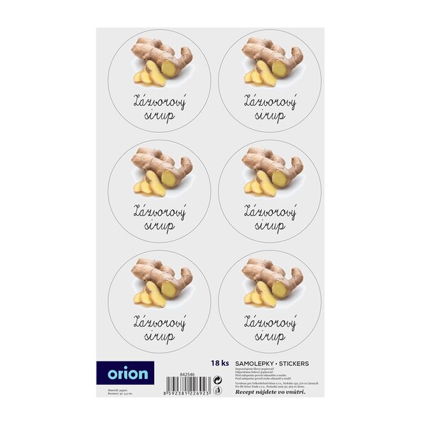 Samolepky na fľaše Zázvorový sirup