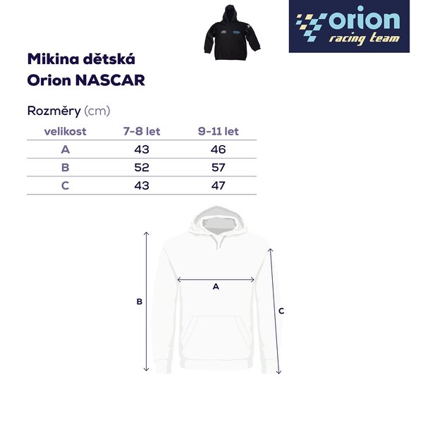 Mikina detská s kapucňou Orion NASCAR veľ. 7-8 rokov