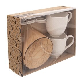 Hrnček s podšálkou a lyžičkou WHITELINE 0,37l 2 ks