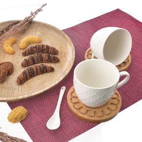 Hrnček s podšálkou a lyžičkou WHITELINE 0,25l 2 ks