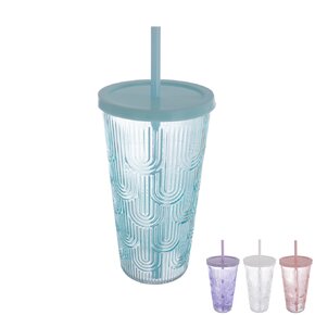 Pohár s viečkom a slamkou 0,48 l 1 ks