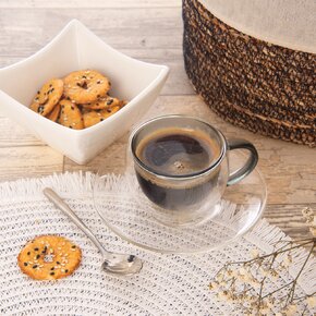 Dvojstenný hrnček s podšálkou DOUBLE 0,1 l 2 ks