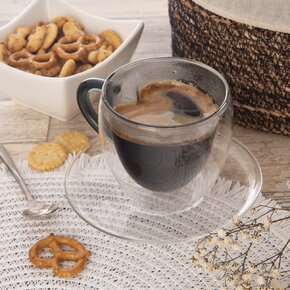 Dvojstenný hrnček s podšálkou DOUBLE srdce 0,2 l 2 ks