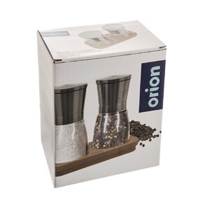 Mlynček na korenie s podnosom 2 ks