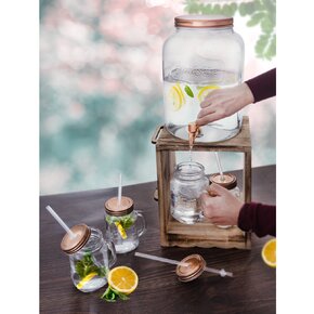 Nápojová fľaša s kohútikom 8,8 l + 4 ks poháre