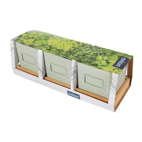 Kvetináč bylinky GREENISH 11,5x11,5 cm 3 ks+podtácok
