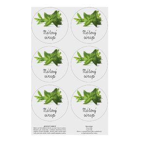 Samolepky na fľaše Mátový sirup