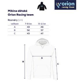 Mikina detská s kapucňou Orion RACING veľ. 7-8 rokov