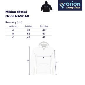 Mikina detská s kapucňou Orion NASCAR veľ. 7-8 rokov